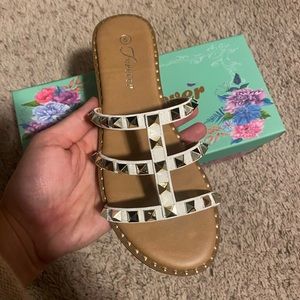 White Studded Sandals